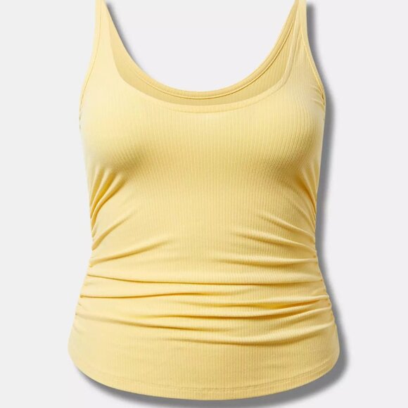 Torrid Tank Top 4X Cami Yellow Ribbed Ruched Sides Super Soft Plus Size Shirt - Picture 1 of 3
